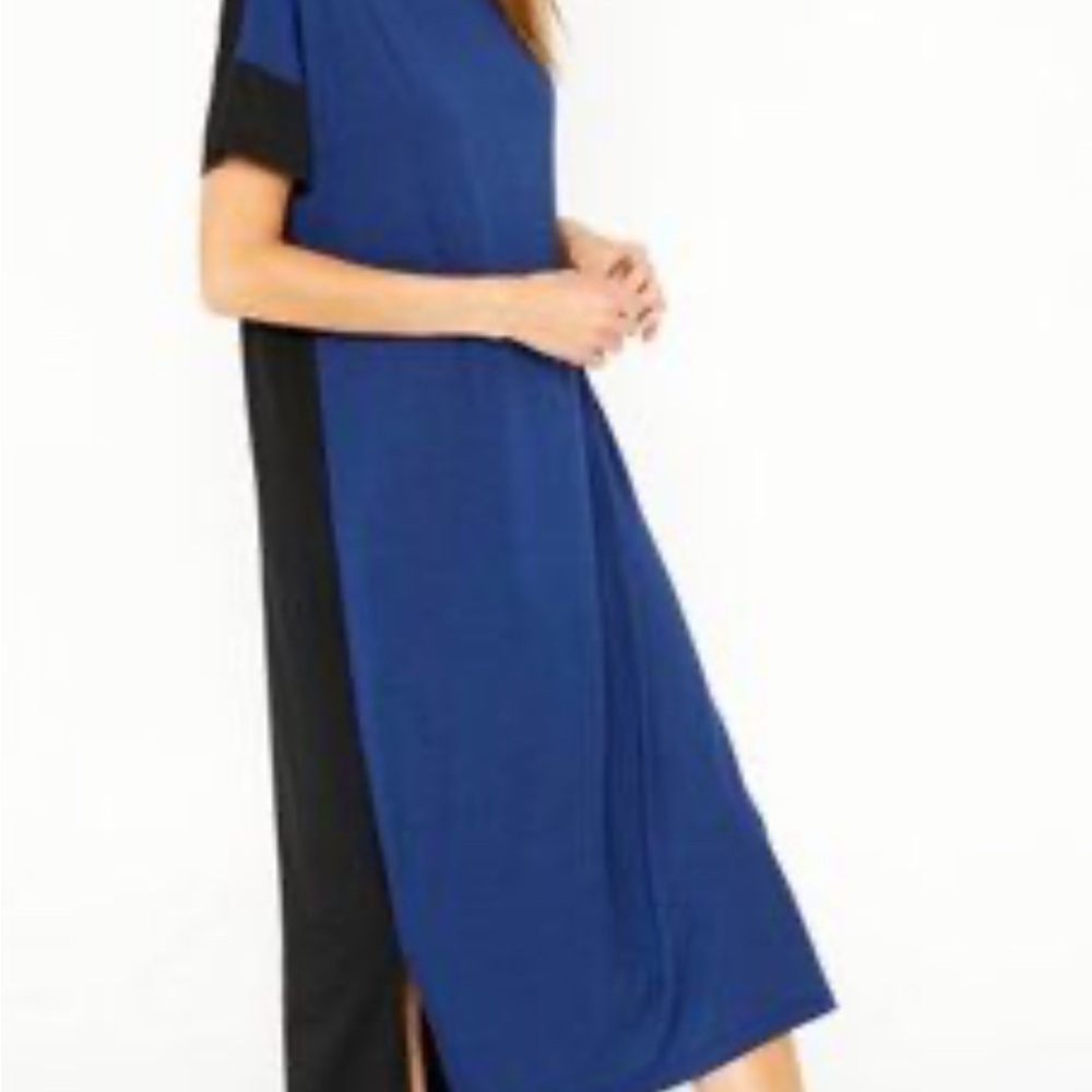 Recliner Modal Night-Tee sleep midi dress Blue and Black  4XL NWT